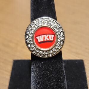 Elegant Red and Silver Crystal Ring
